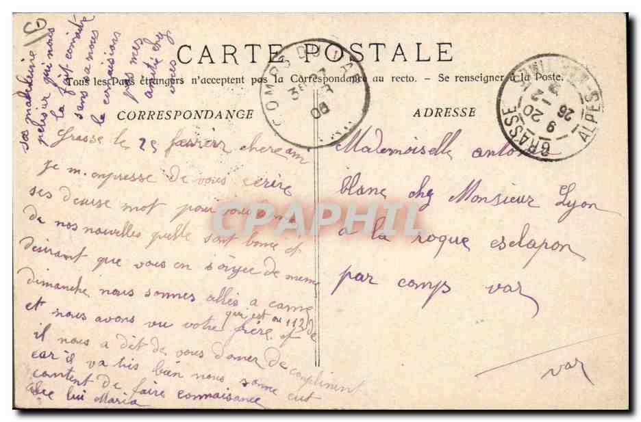 CPA Cueillette du jasmin Cote d'Azur  — Rückseite