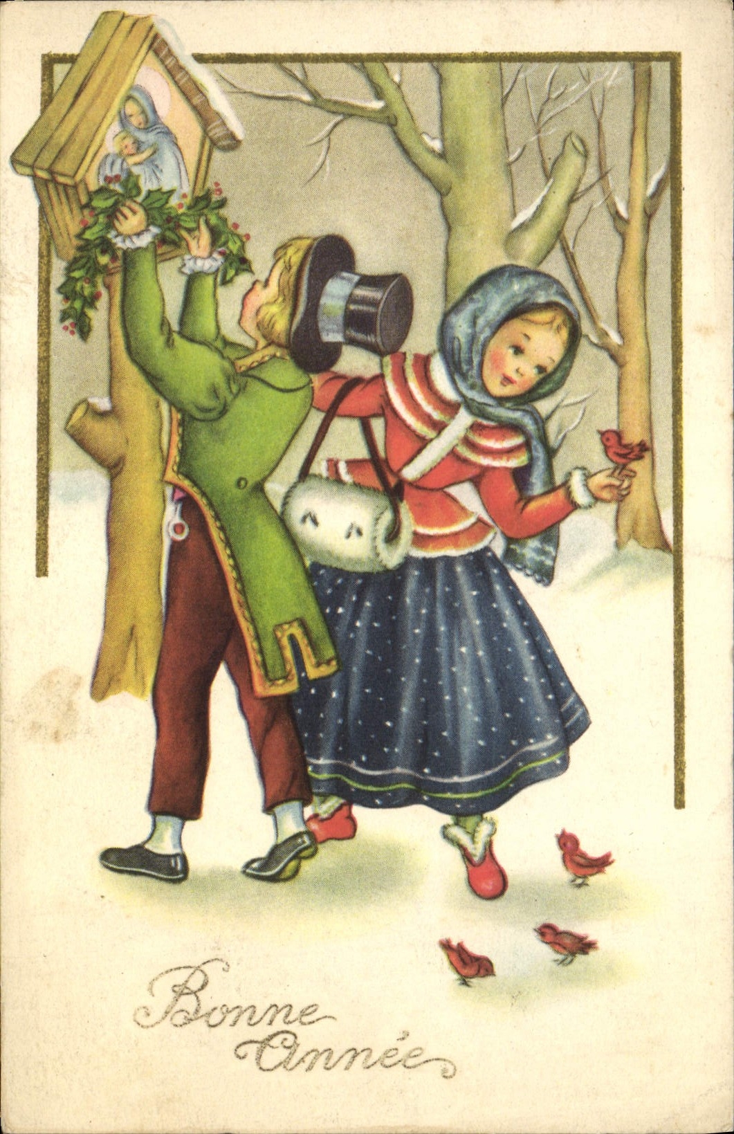 CPA Fantaisie Illustrateur Enfants Bonne annee 