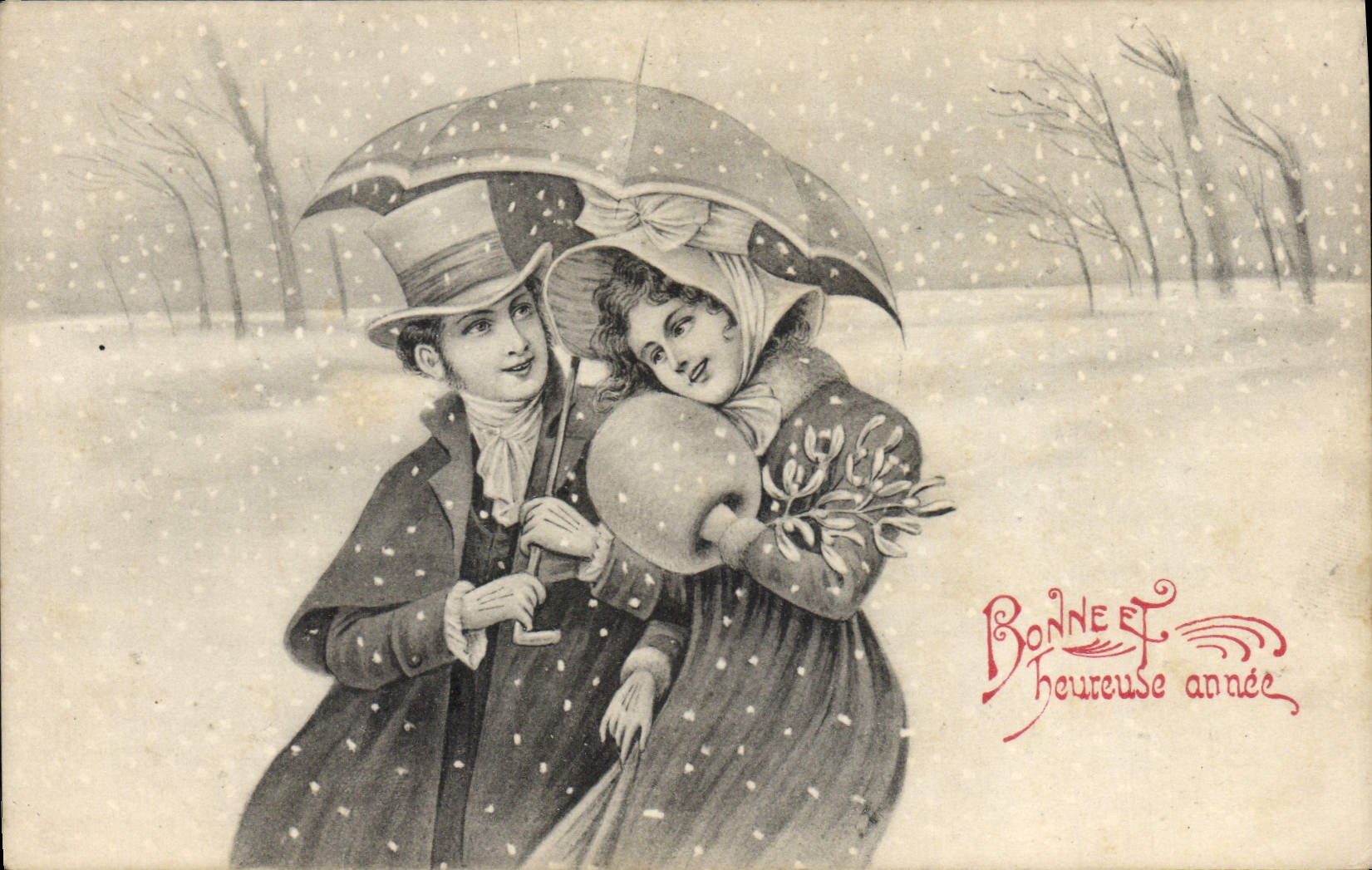 CPA Fantaisie Illustrateur Femme Bonne annee 