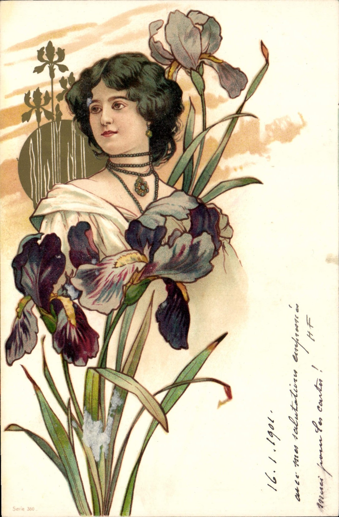 CPA Fantaisie Illustrateur Femme Fleurs 