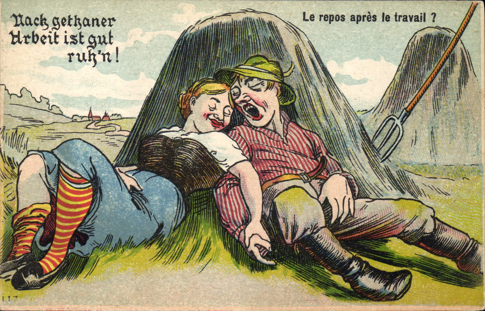 CPA Fantaisie Illustrateur Le repos apres le travail ? 
