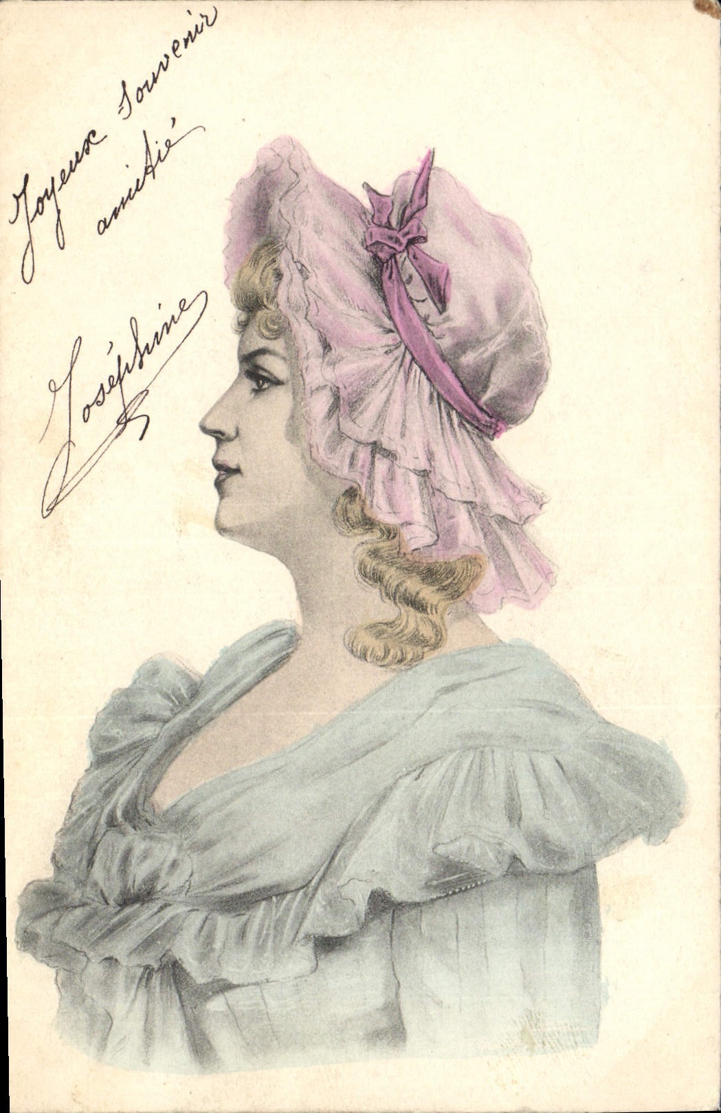 Jeune femme en bonnet rose — souvenir amical — Joséphine