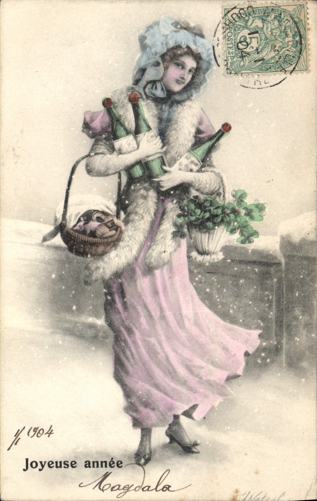 CPA Fantaisie Femme Joyeuse annee
