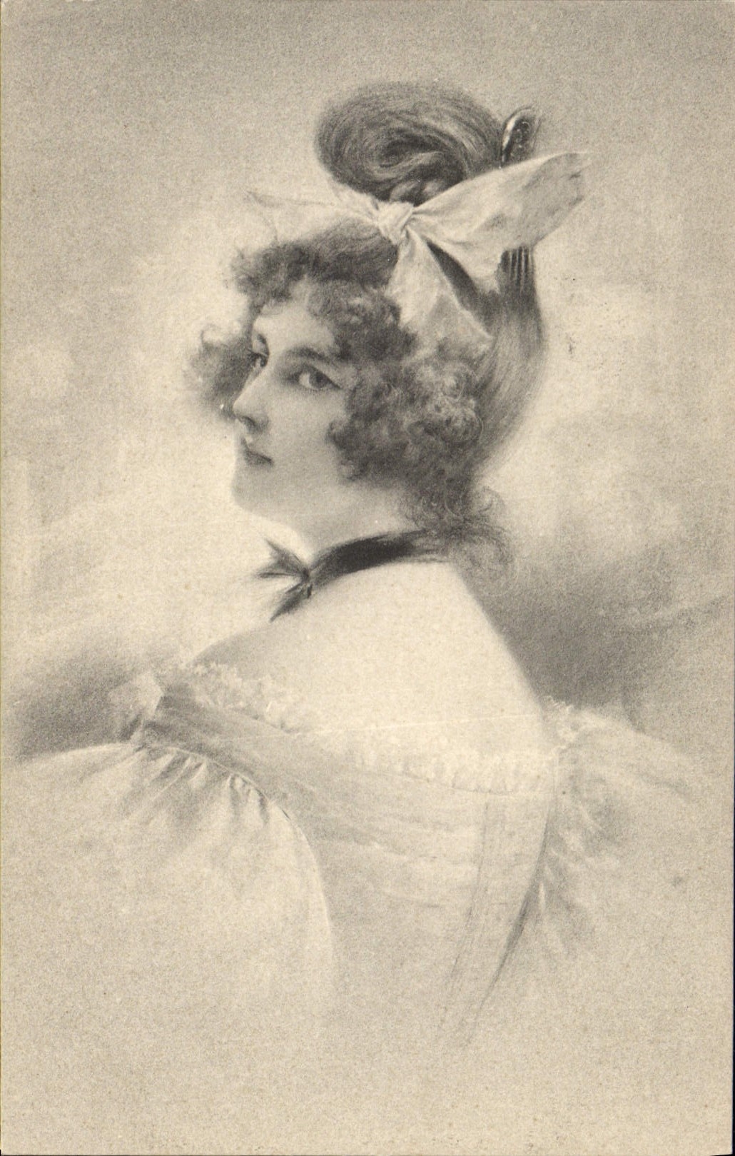 Portrait of a woman — Art Nouveau style — unknown publisher, series number not visible