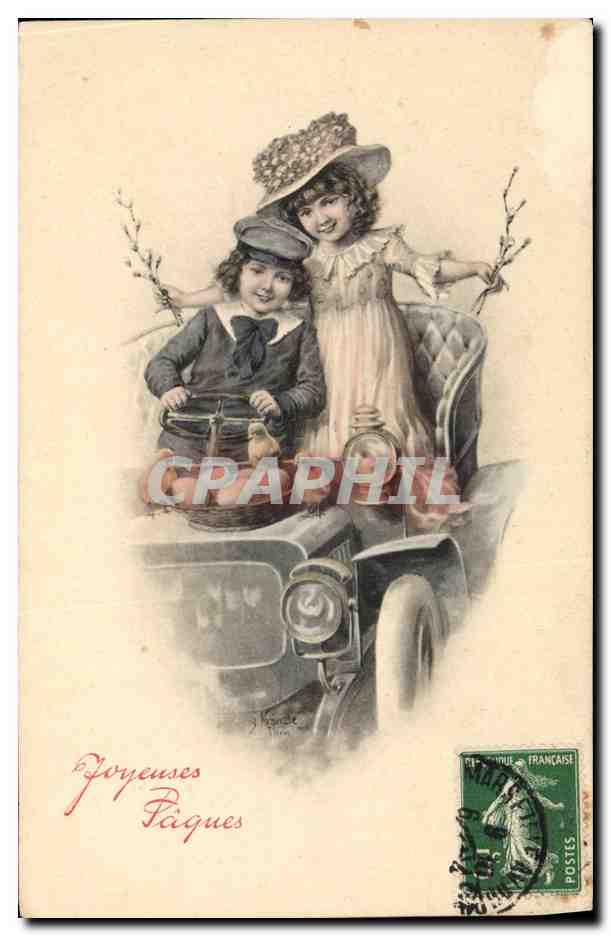 CPA Fantaisie Enfants Automobile 
