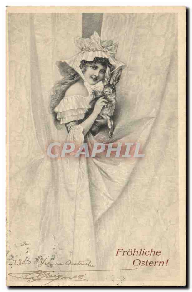 Junge Frau in Ballkleid mit Kaninchen — Verleger M.M. Vienne, Nr. 138