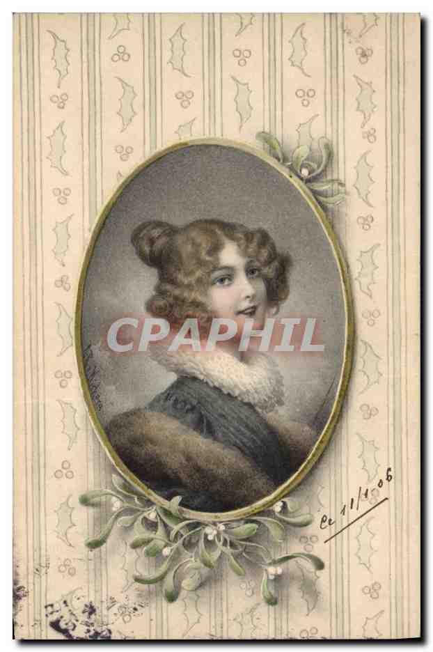 Jeune femme en fourrure — décor de gui — éditeur M. M. Vienne, n° 229