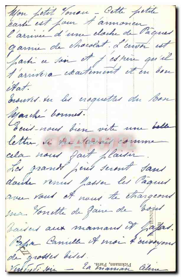 CPA Fantaisie Femme Enfant Paques  — Verso