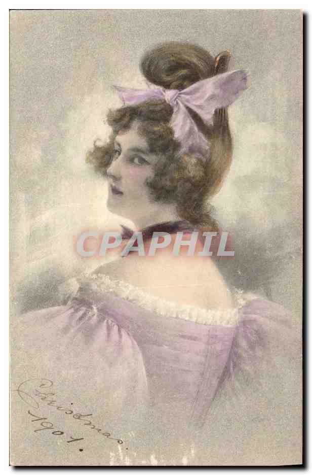 Junge Frau in einem Lilakleid — Weihnachten 1901 — Verleger nicht sichtbar