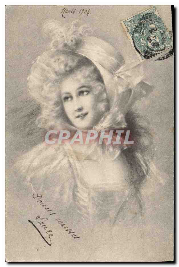 Jonge vrouw in tijdperk-kleding — Henri 1904 — uitgever niet zichtbaar