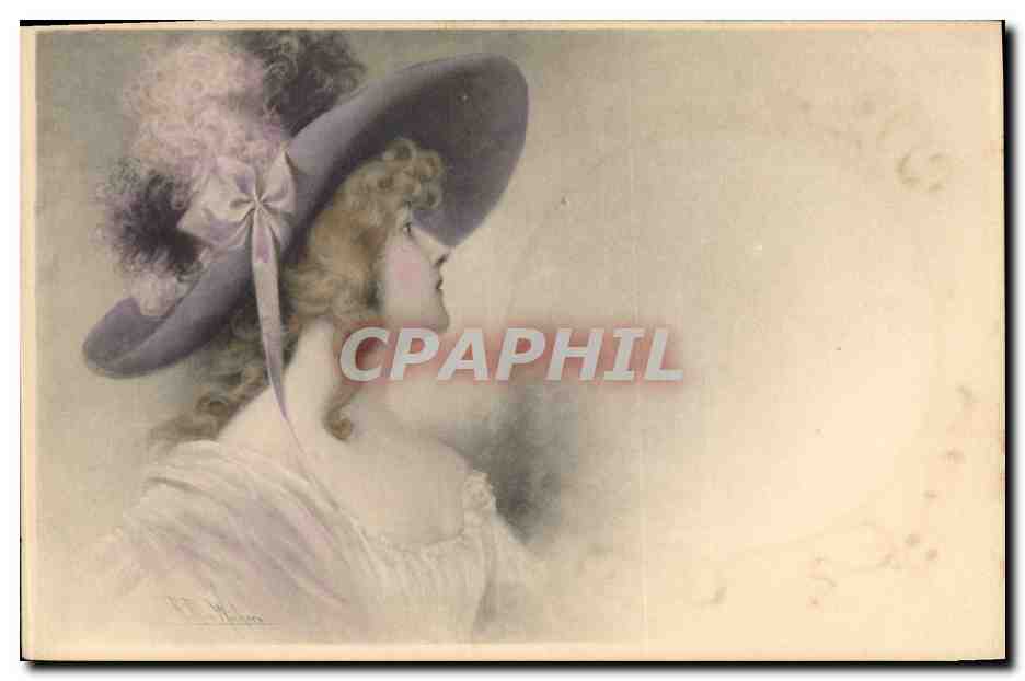Jeune femme en chapeau violet — portrait — M. M. Vienne, n° 62