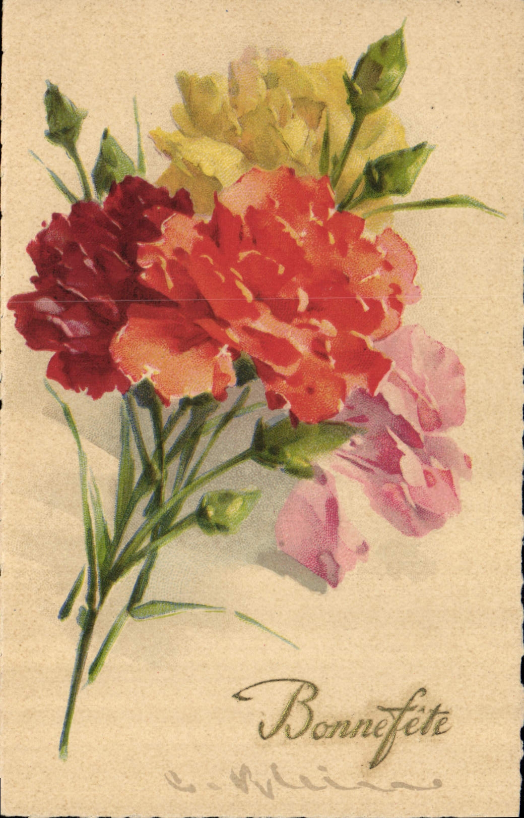 CPA Fantaisie Illustrateur Fleurs 