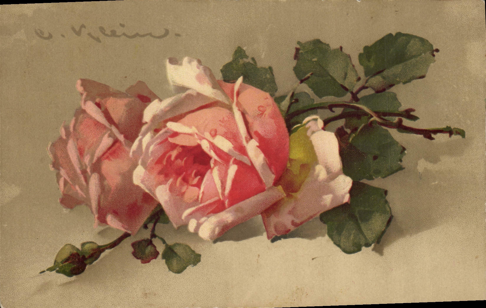 CPA Fantaisie Illustrateur Fleurs 