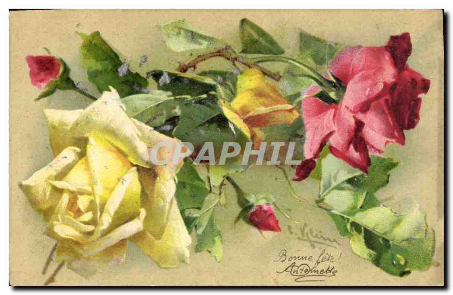 CPA Fantaisie Illustrateur Fleurs 