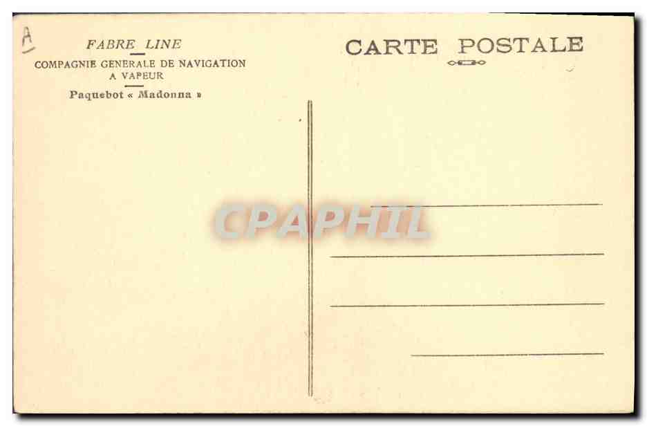 CPA Bateau Paquebot Fabre line Madonna  — Verso
