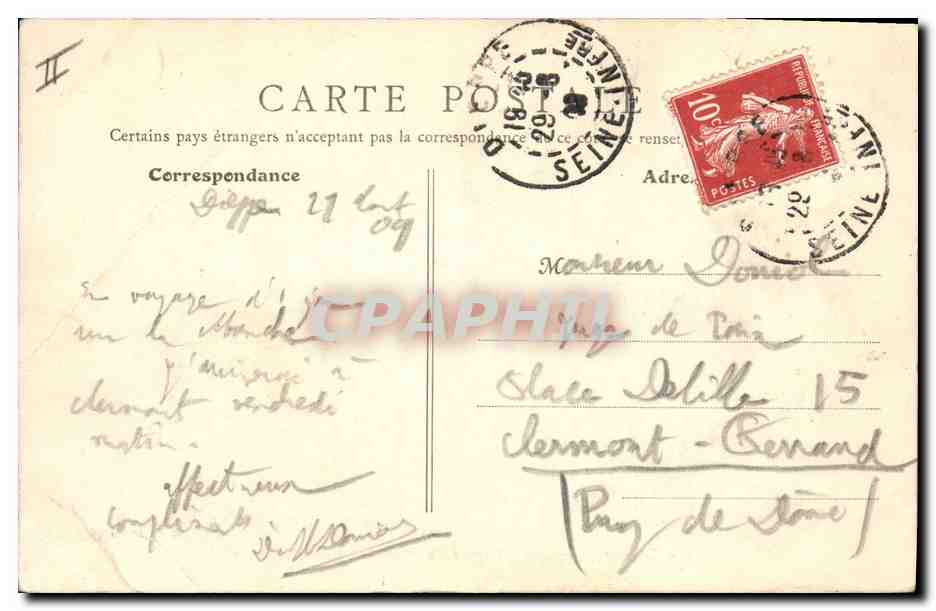 CPA Bateau Paquebot Dieppe Depart du Paquebot La Manche  — Verso
