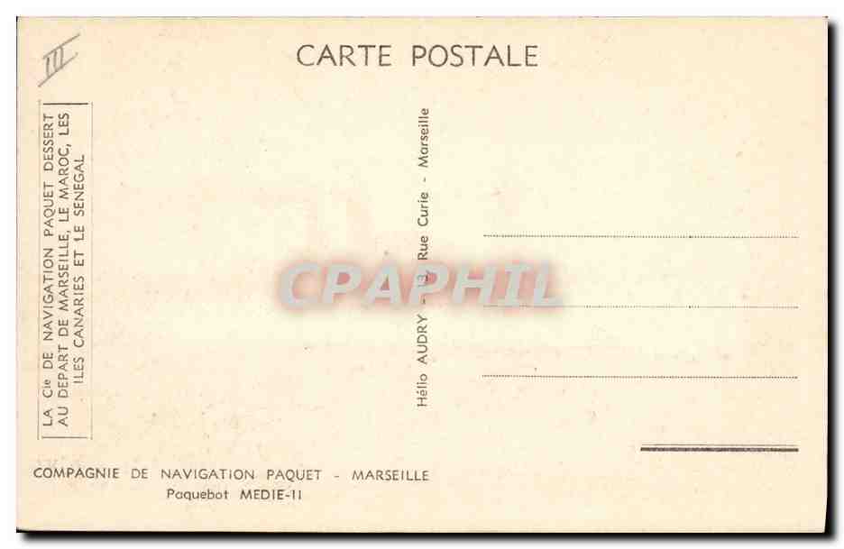 Paquebot MEDIE-11 — Compagnie de Navigation Paquet — Marseille — Achterkant