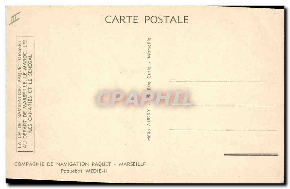 CPA Bateau Paquebot Medie II Paquet Marseille  — Verso