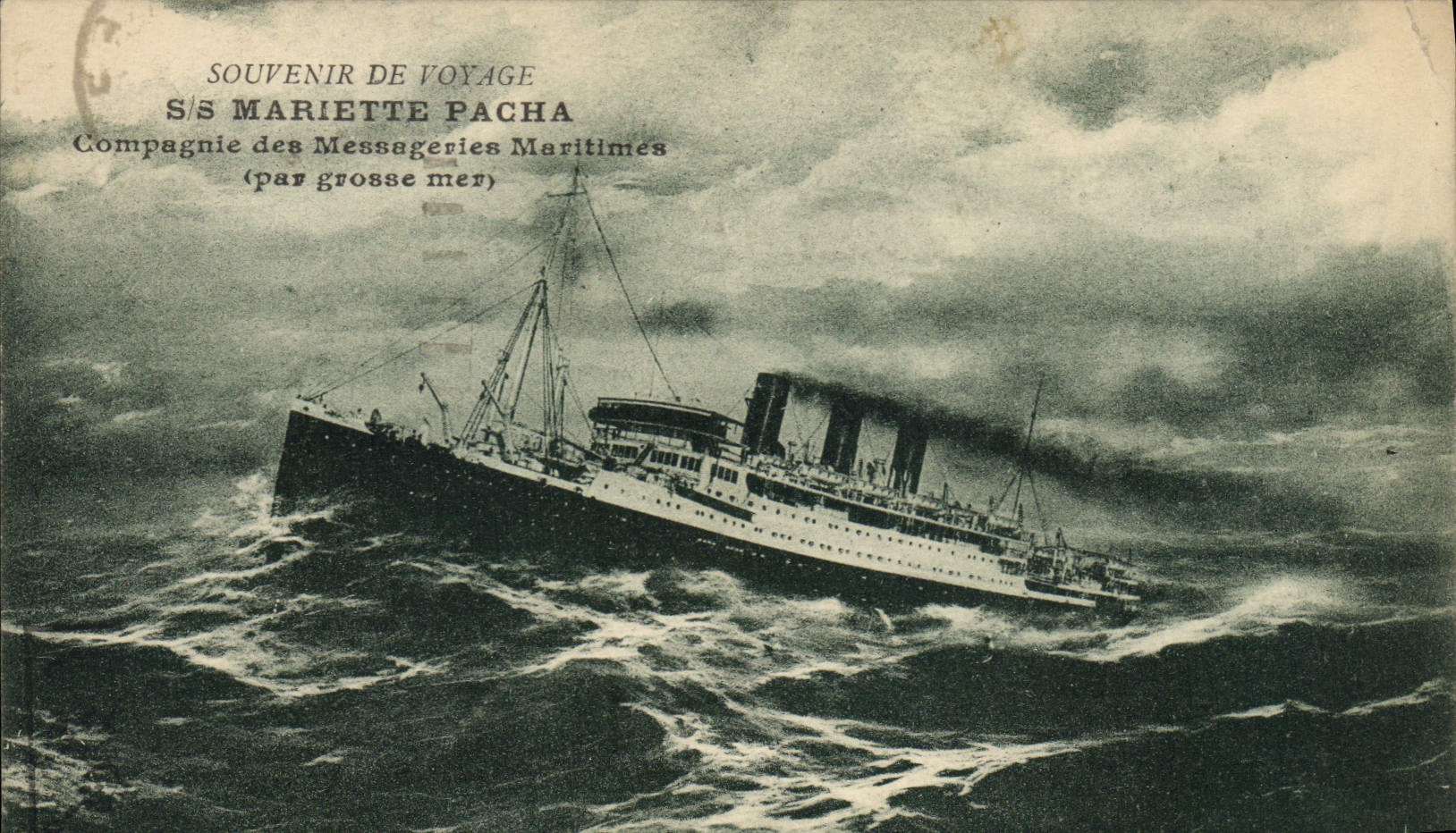 CPA Bateau Paquebot SS Mariette Pacha Compagnie des Messageries Maritimes par grosse mer