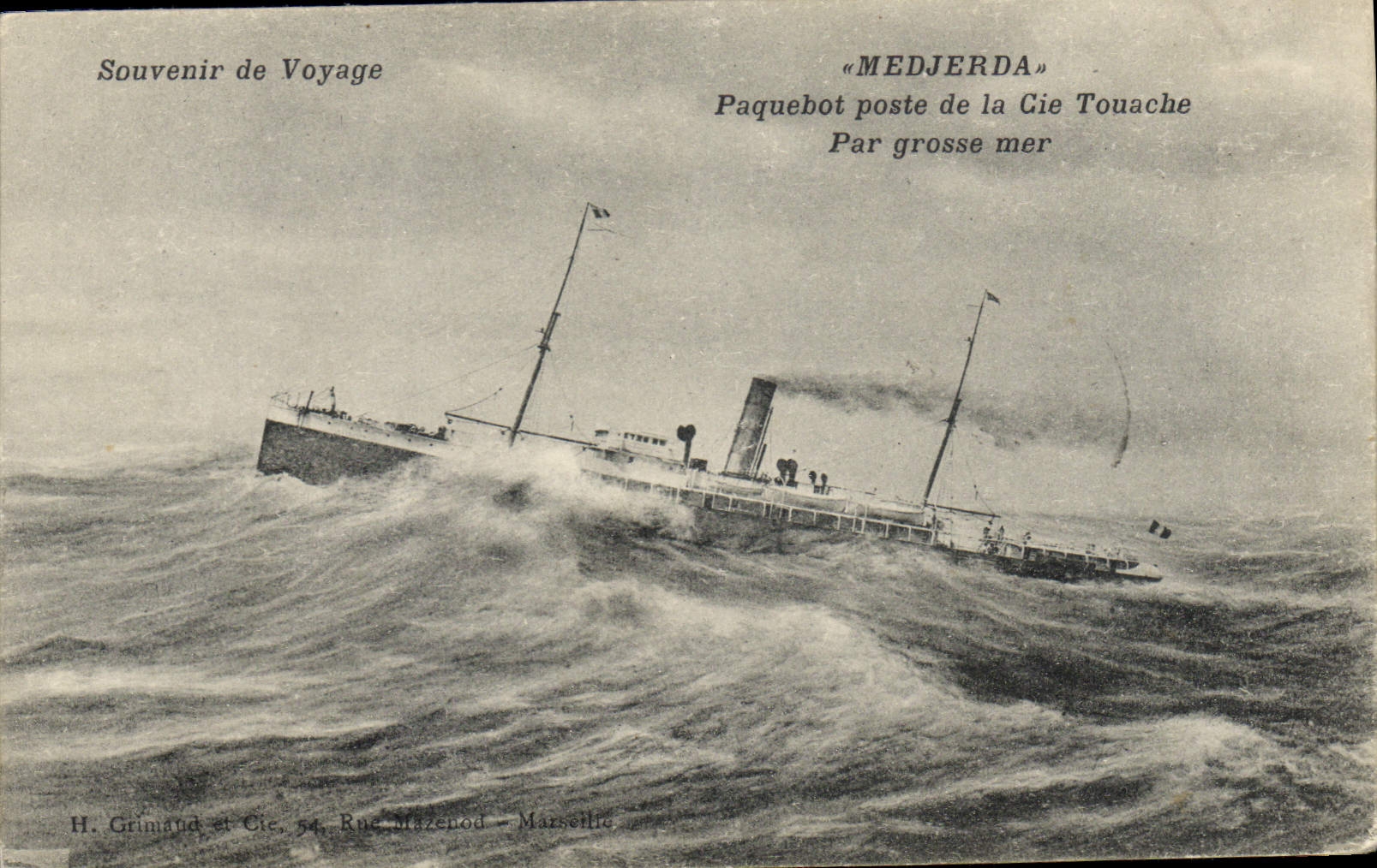 Paquebot « MEDJERDA » — Cie Touache — H. Grinmand et Cie, 54 Rue Mazenod, Marseille