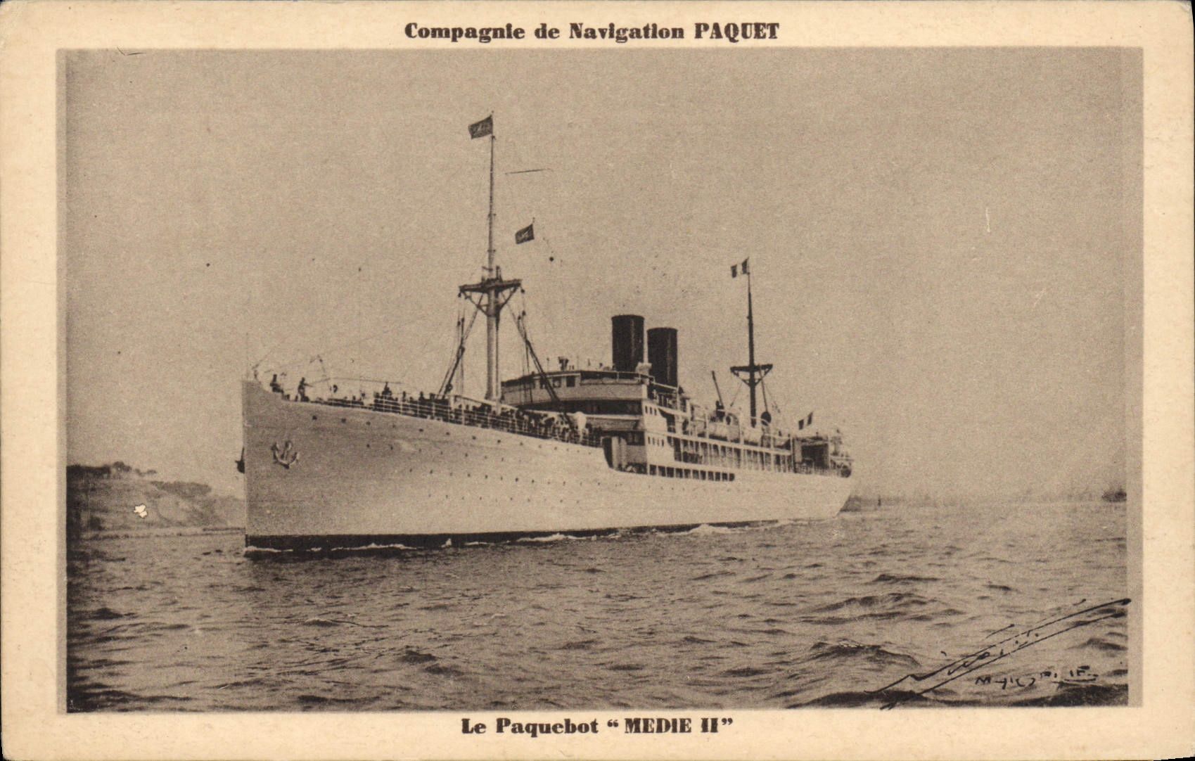 Le Paquebot "MÉDIE II" — Compagnie de Navigation PAQUET — éditeur CPAPHIL