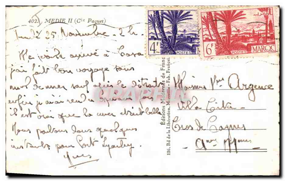 CPA Bateau Paquebot Medie II Paquet  — Verso