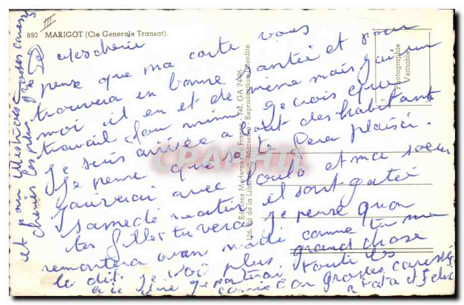 Navire de croisière à quai — Ryner — n° 850 — Verso
