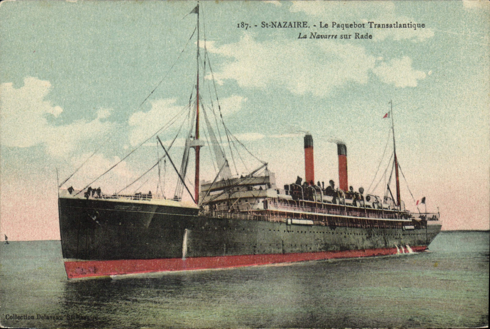 Saint-Nazaire — El transatlántico La Navarre en la bahía — Colección Delaveau