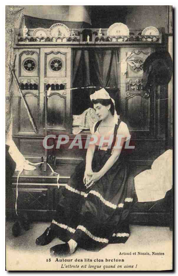 CPA Folklore Lits Clos L'attente est longue