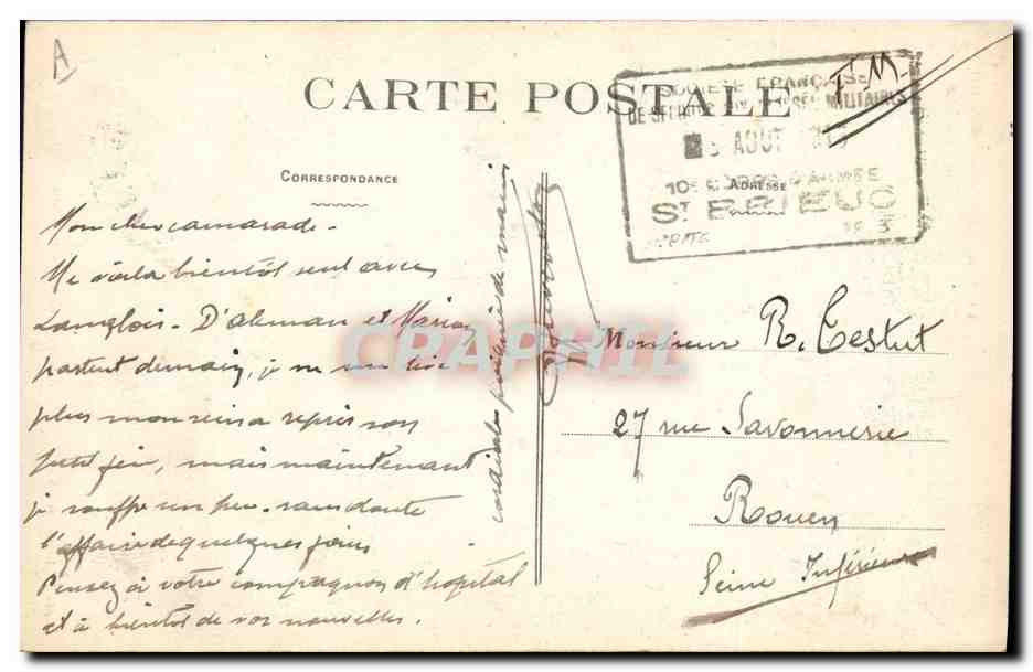 CPA Folklore Lits Clos Le coin des demoiselles Le potin du jour — Verso