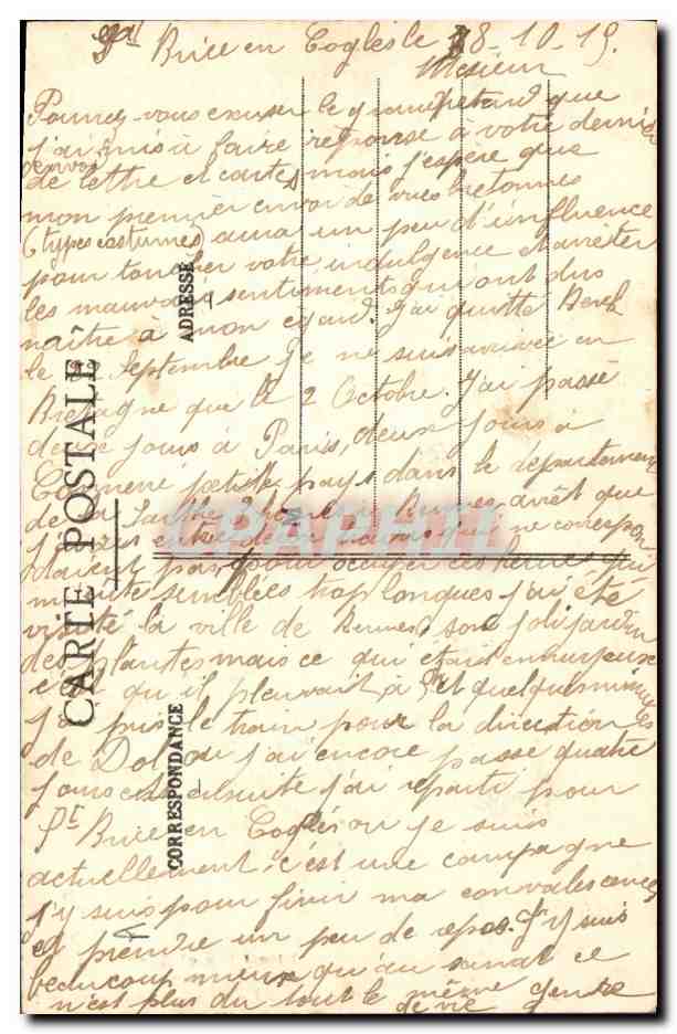 CPA Folklore Lits Clos La premiere becquee  — Verso