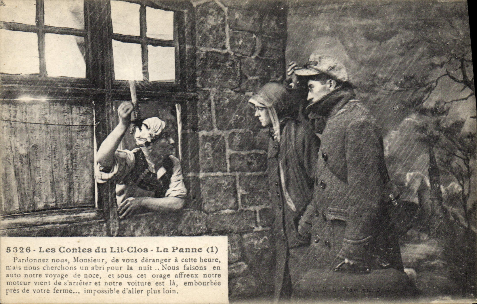 CPA Folklore Lits Clos Les contes du lit clos La panne