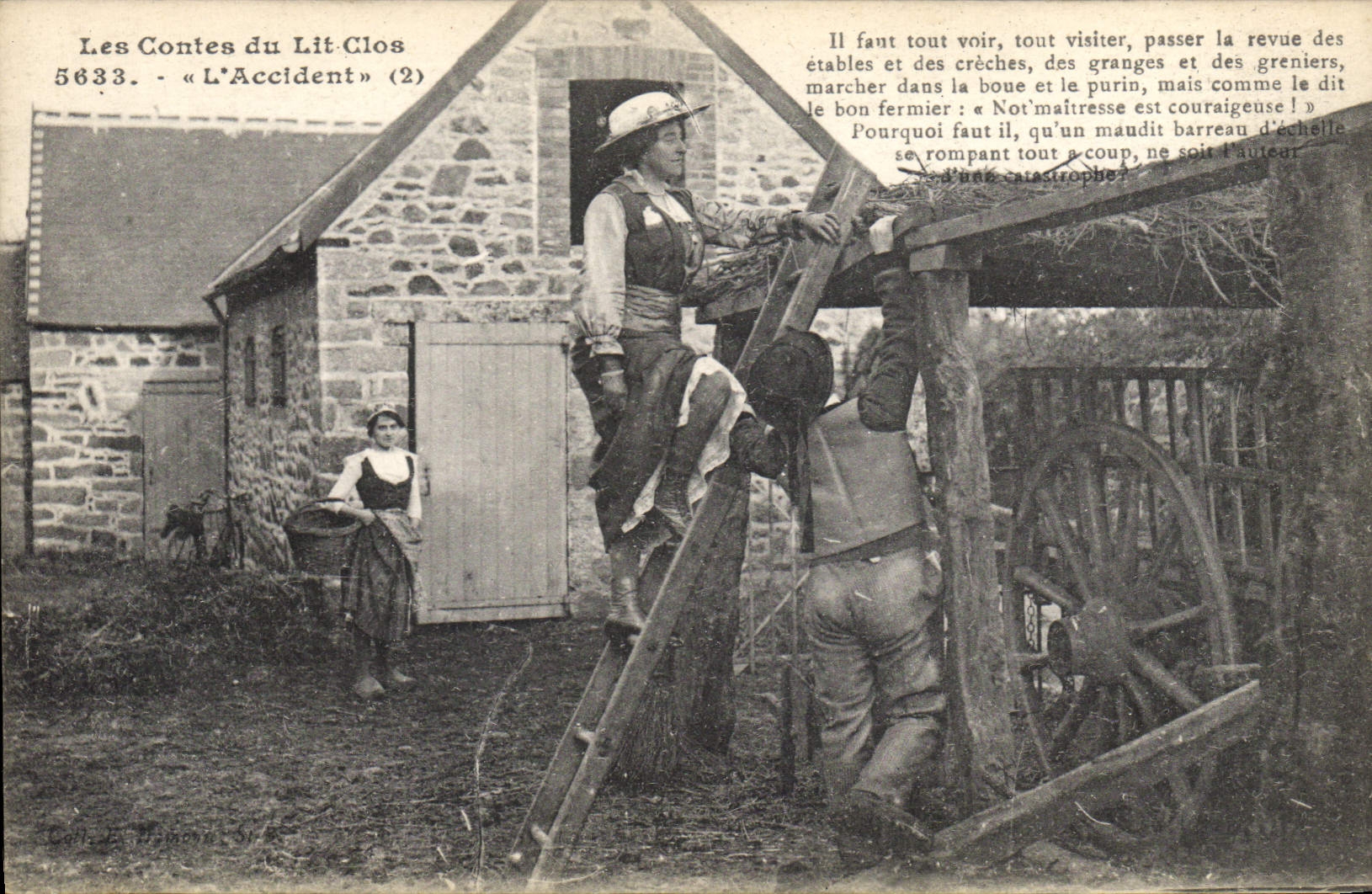 CPA Folklore Lits Clos Les contes du lit clos L'accident