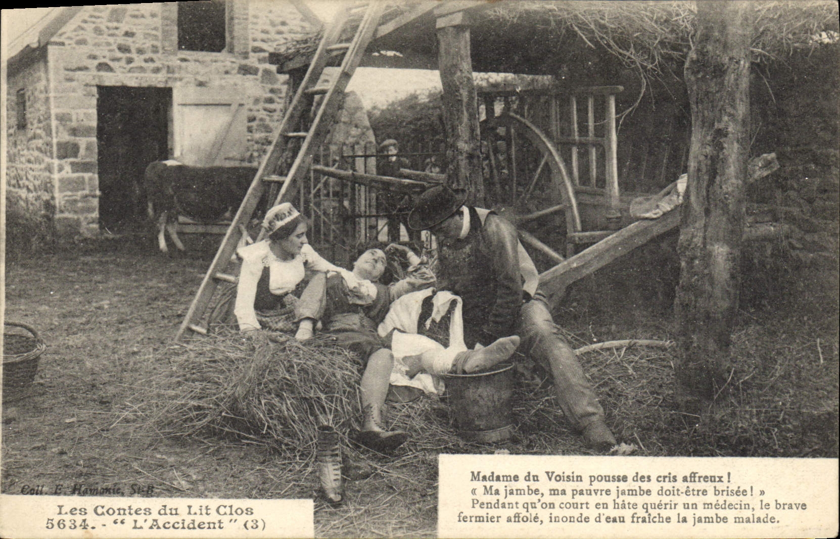 CPA Folklore Lits Clos Les contes du lit clos L'accident