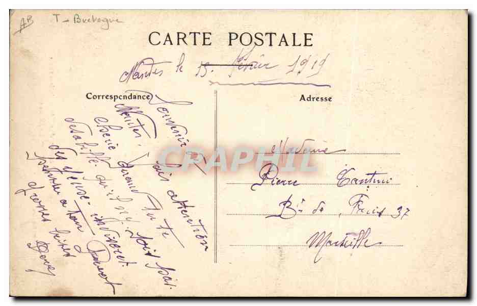 CPA Folklore Lits Clos Enfin seule — Verso