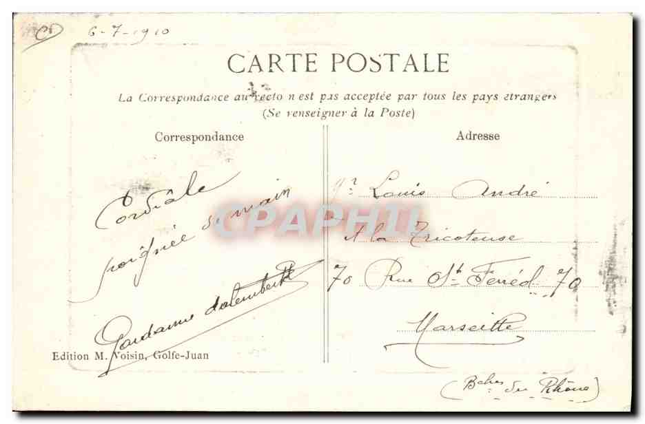 CPA Cueillette de fleurs d'orangers Golfe Juan  — Rückseite