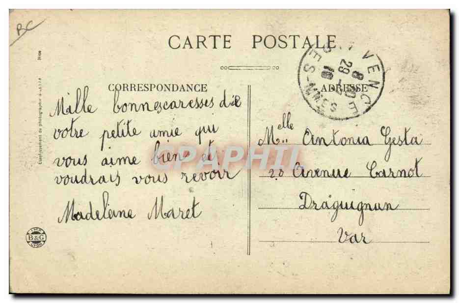 CPA Cueillette des fleurs d'orangers Vence  — Rückseite