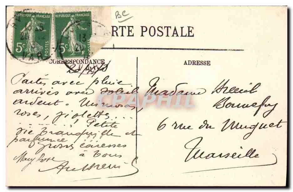 CPA Cueillette des violettes Cote d'Azur  — Rückseite