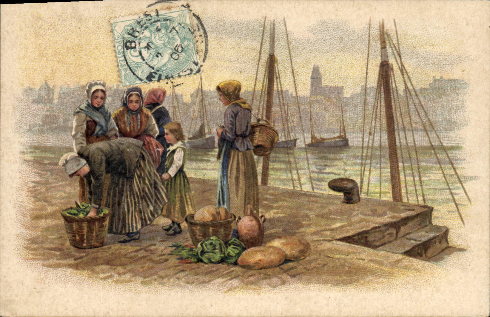 CPA Fantaisie Illustrateur Peche Pecheurs Bateaux 