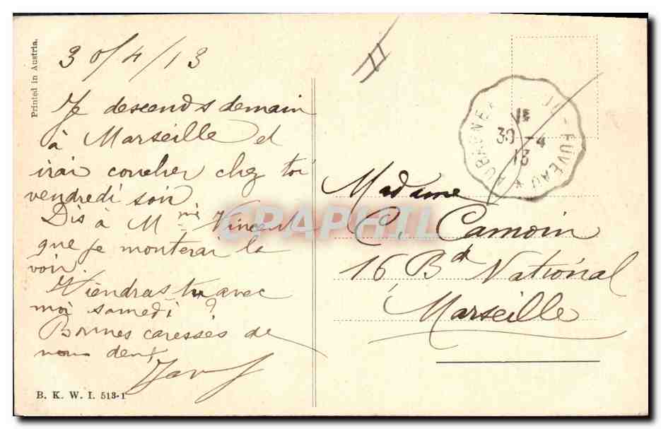 Femme en robe lilas tenant un panier de fleurs — éditeur non visible — timbre 10c République Française — Reverso