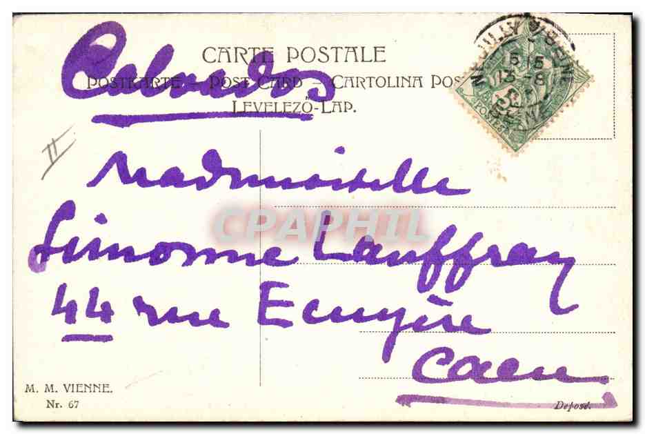 Junge Frau in einem Rüschenkleid — Verlag M. M. Vienne, Nr. 67 — Rückseite