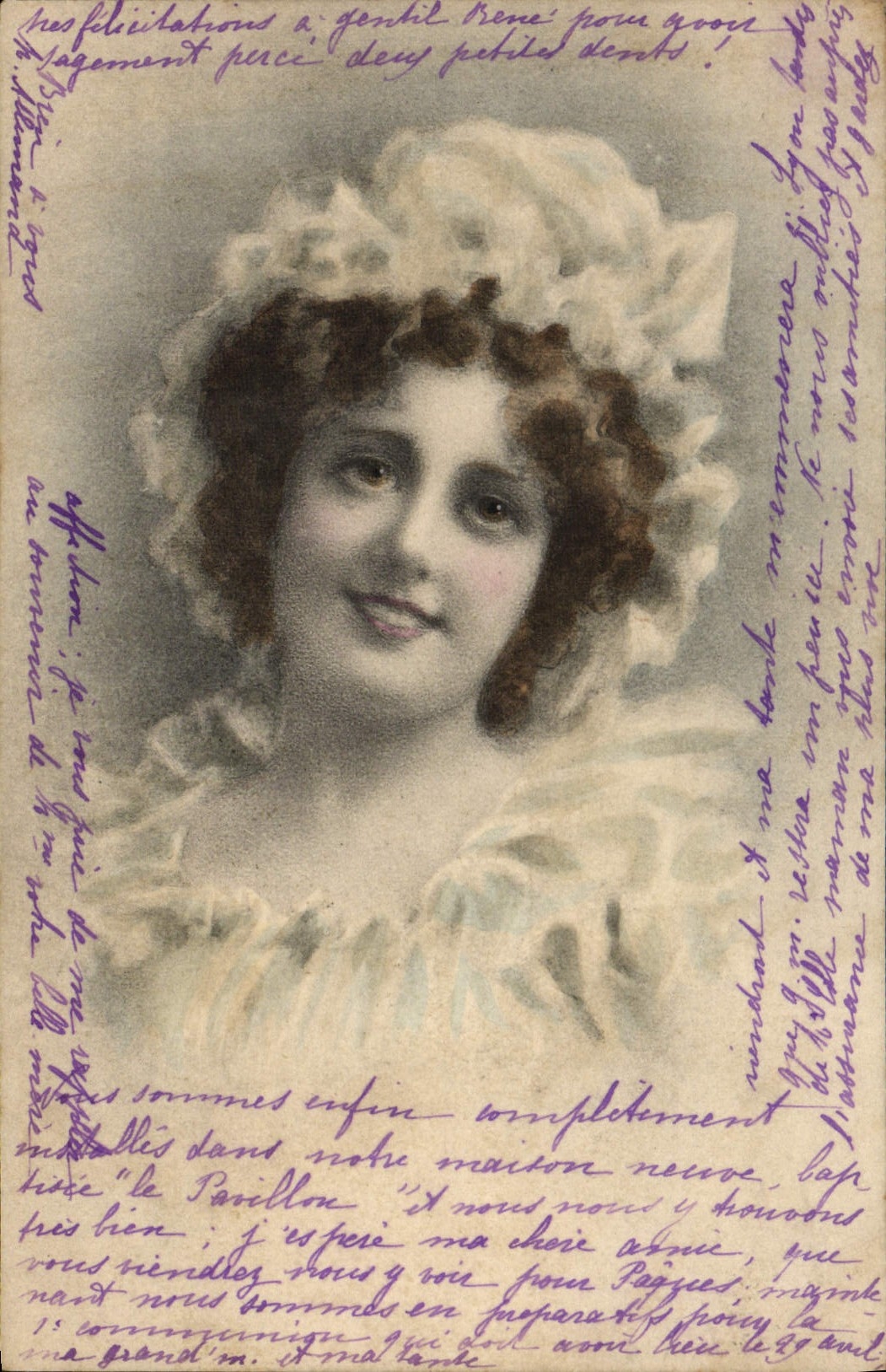 Junge Frau in einem Rüschenkleid — Verleger M. M. Vienne, Nr. 150