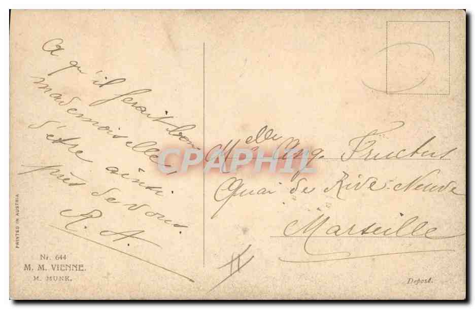 Jeune couple sous rosiers — éditeur M. M. Vienne, n° 644 — Verso