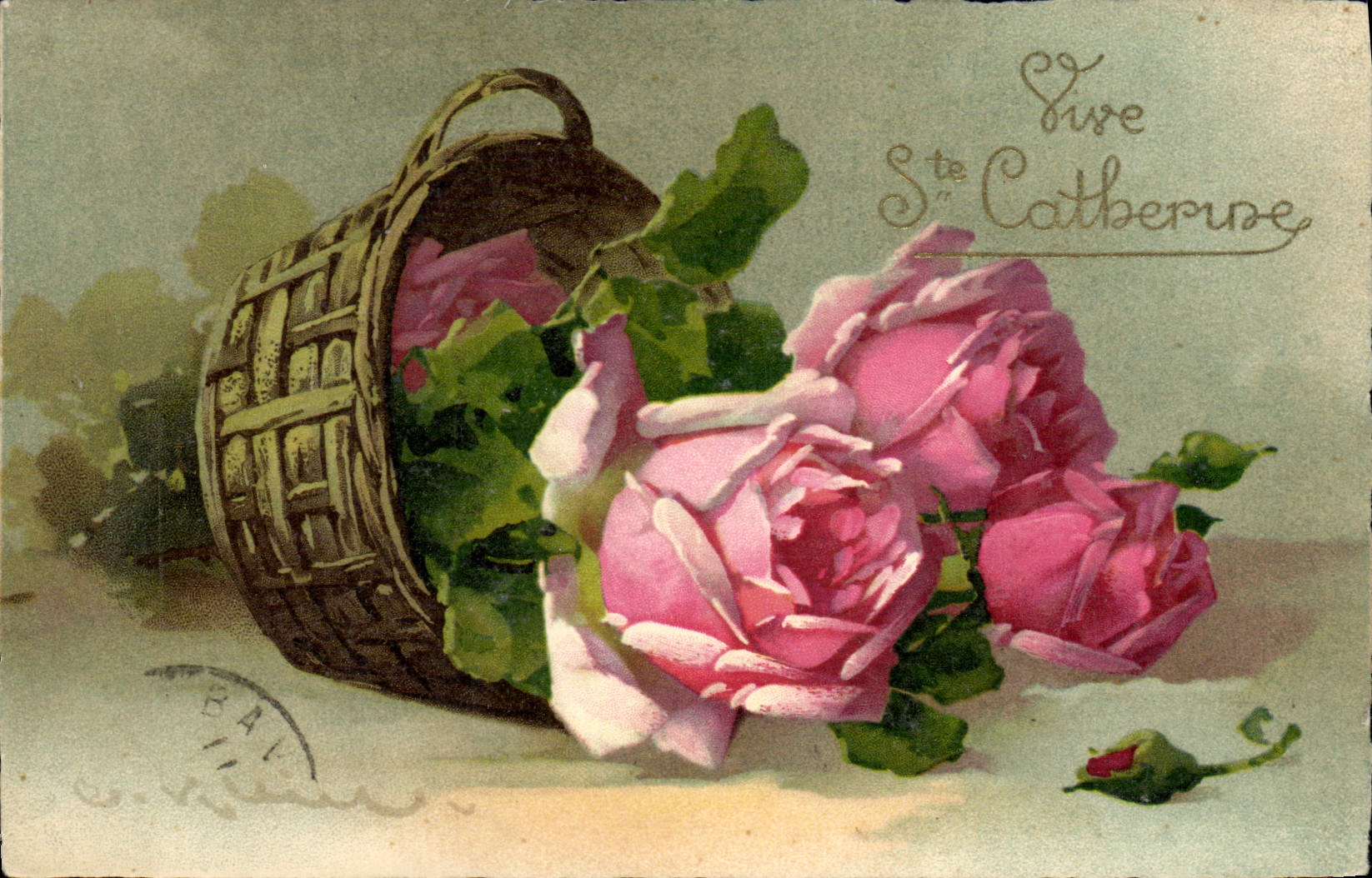 CPA Fantaisie illustrateur Fleurs Ste Catherine 