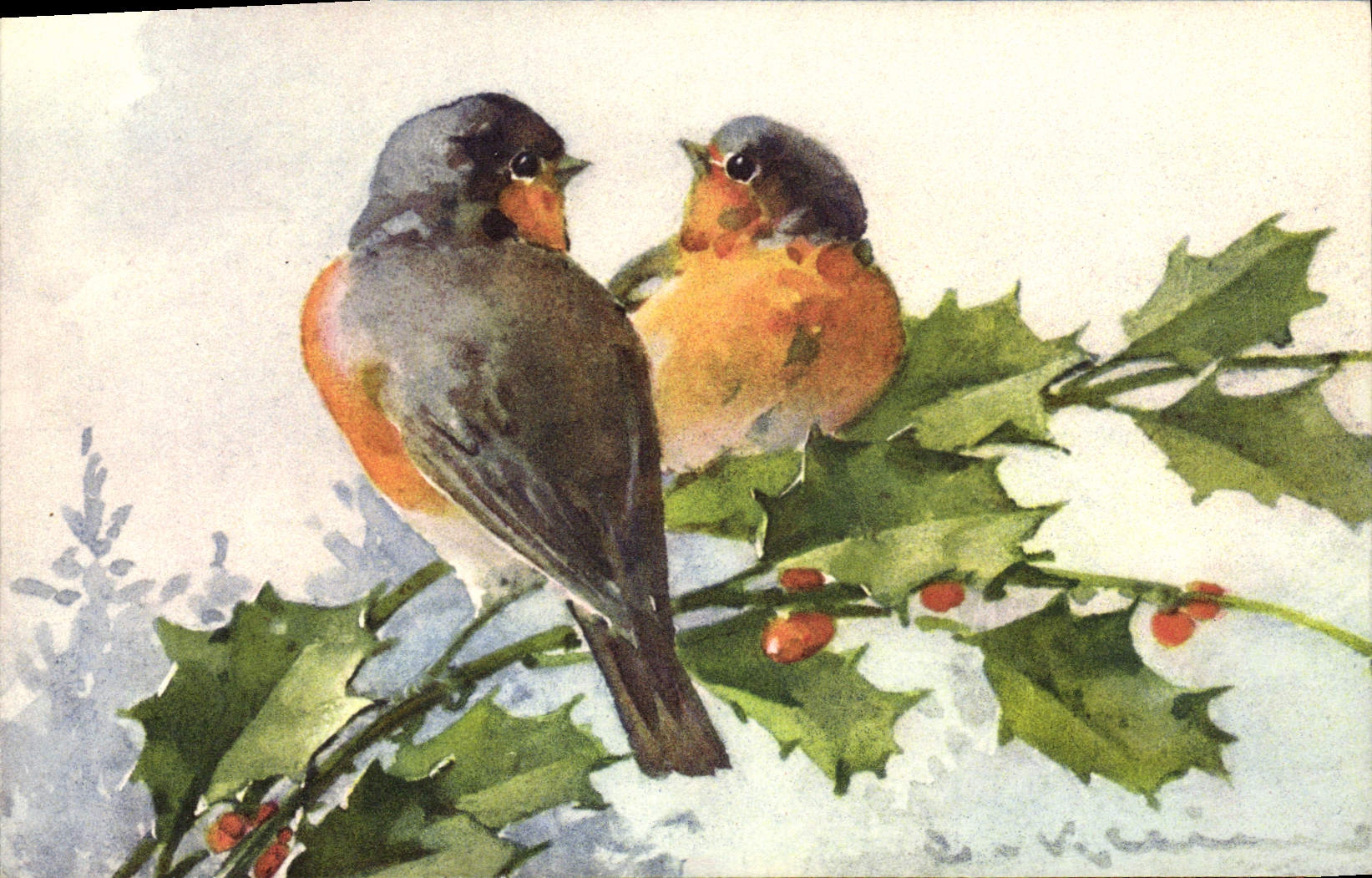 CPA Fantaisie illustrateur Fleurs Oiseaux 