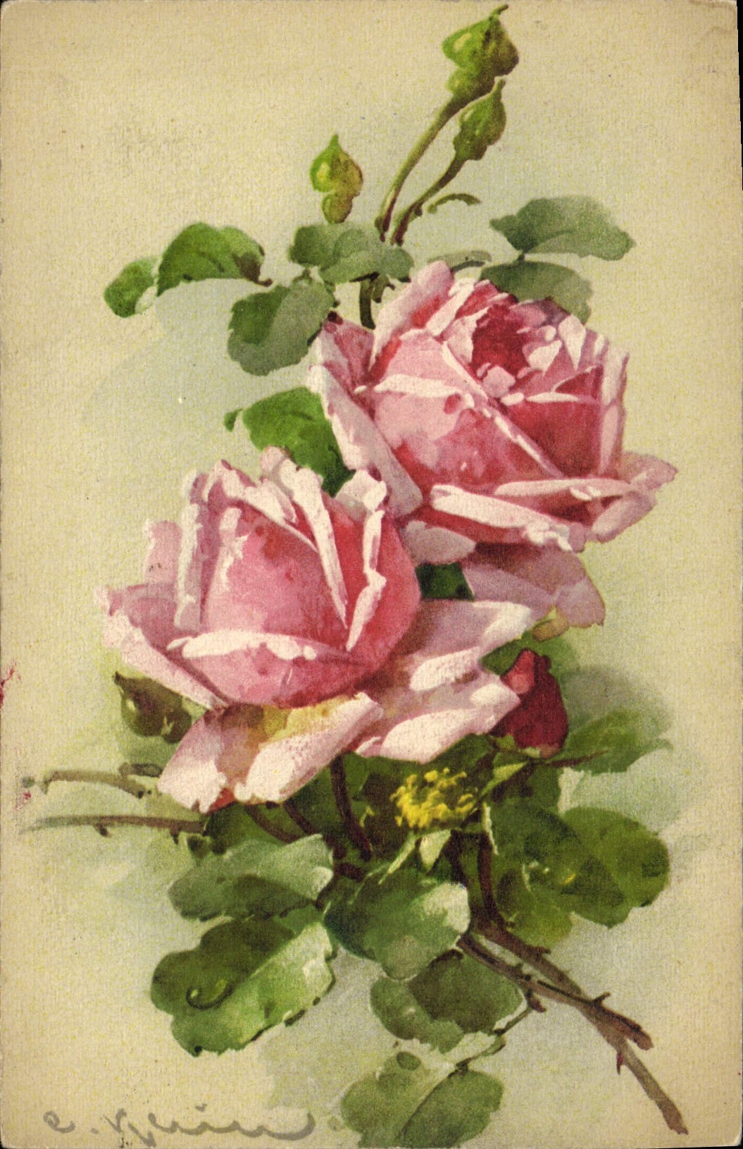 CPA Fantaisie illustrateur Fleurs 