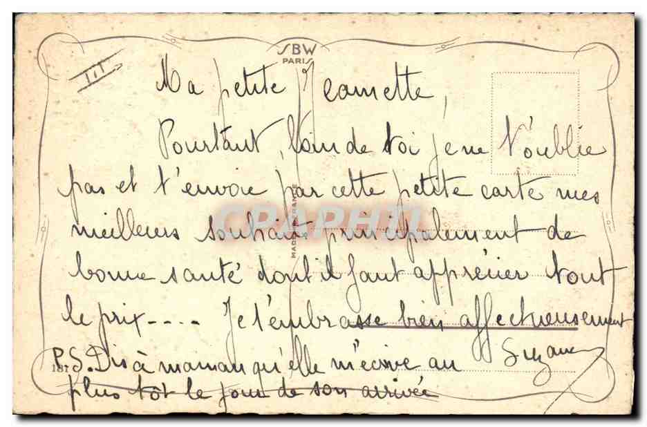 Bouquet de fleurs bleues — Bonne fête — E. V. Klein — Verso