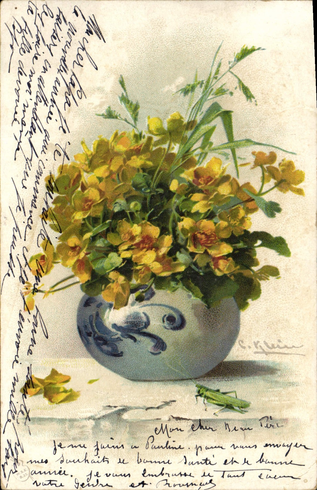 CPA Fantaisie illustrateur Fleurs 