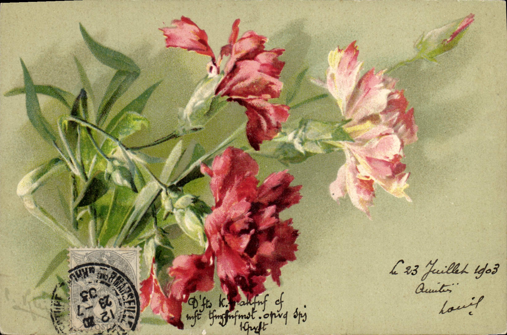 CPA Fantaisie illustrateur Fleurs 
