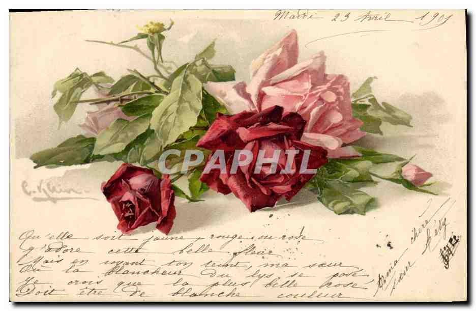 CPA Fantaisie illustrateur Fleurs 